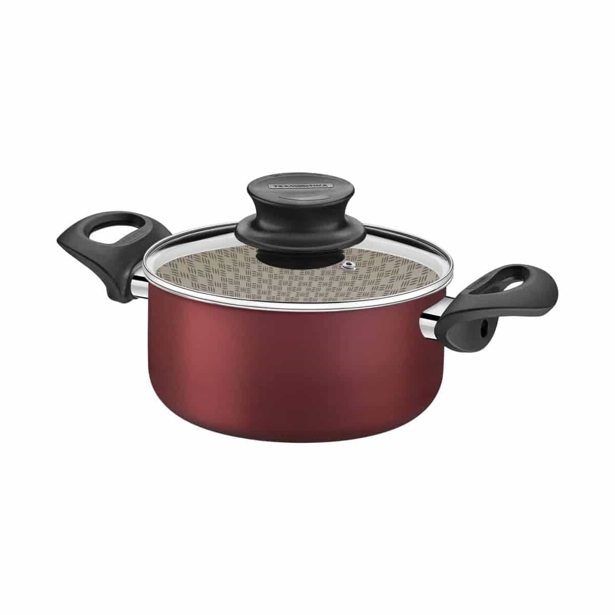 Cacerola con tapa de vidrio Tramontina Paris antiadherente 20 cm 2.9 L rojo