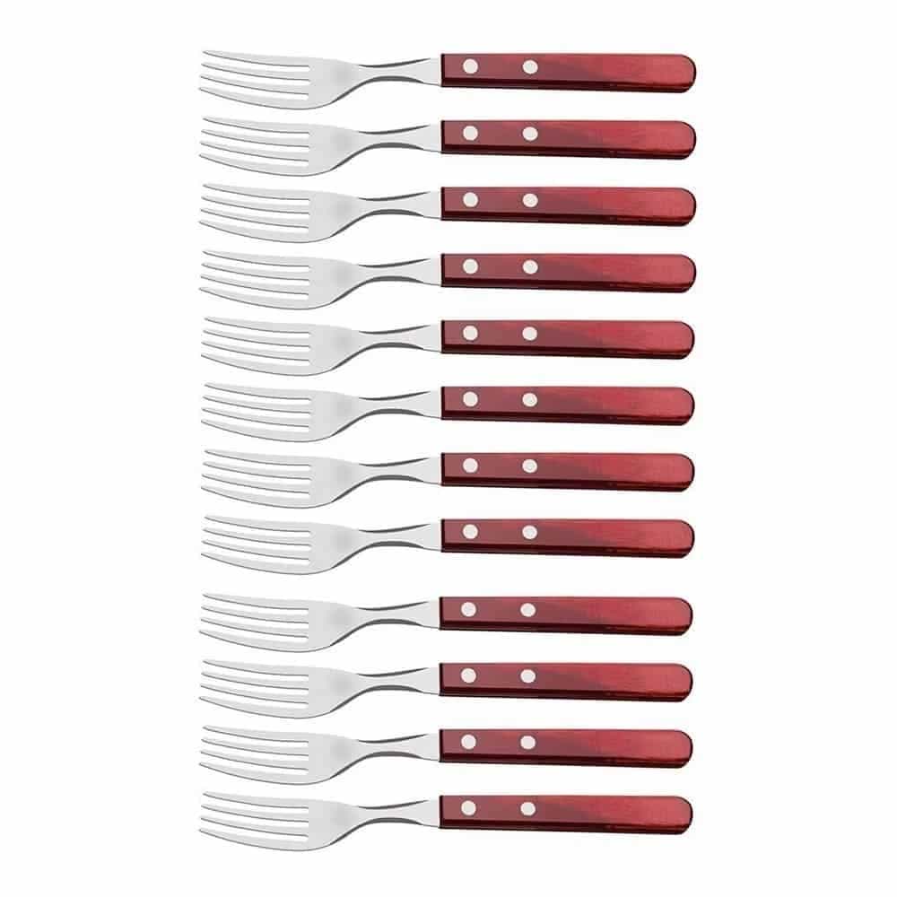 Tenedores para asado Tramontina Polywood rojos pack de 12 unidades