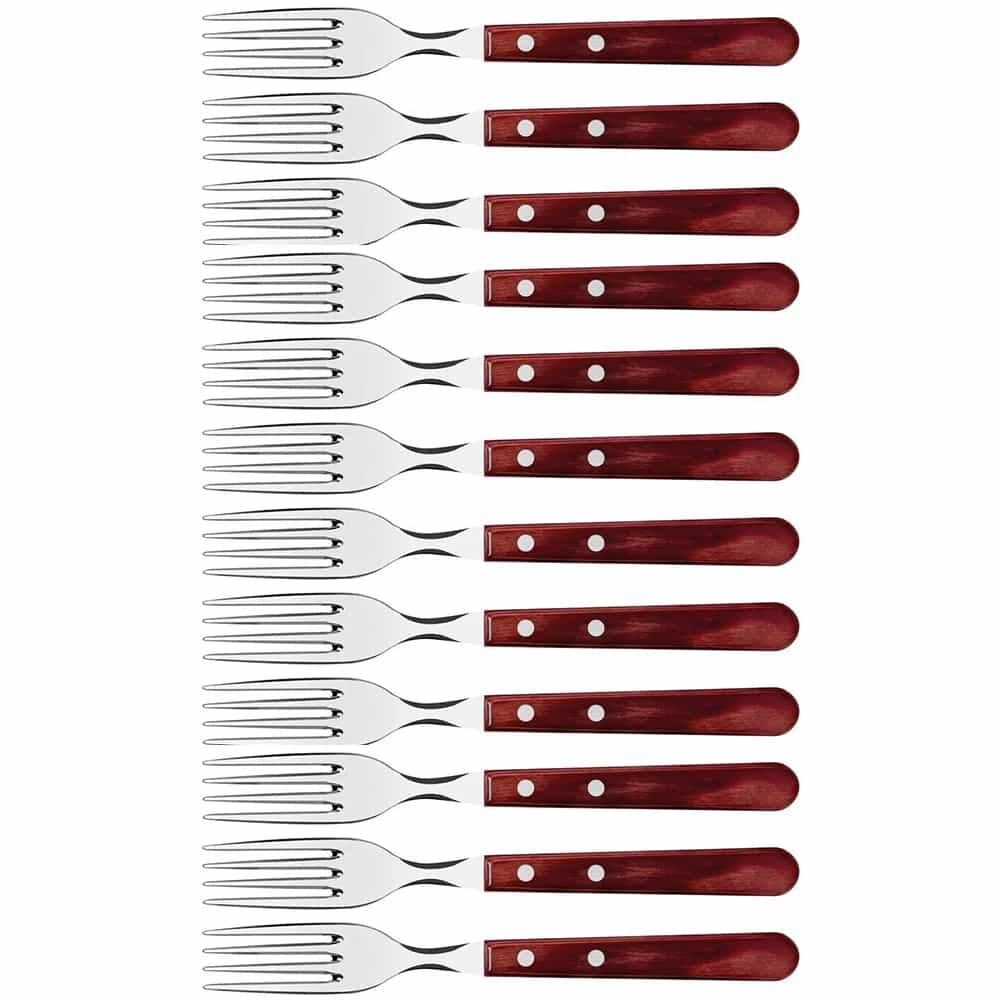 Tenedores para asado Jumbo Tramontina Polywood rojos pack de 12 unidades