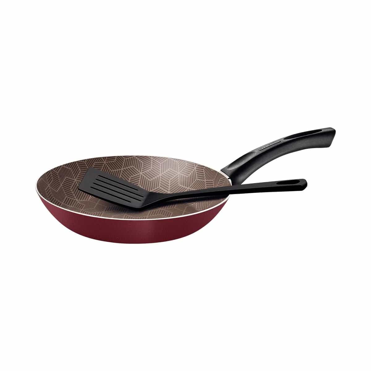 Sartén antiadherente roja con espátula Tramontina Paris 24 cm 1.2 L