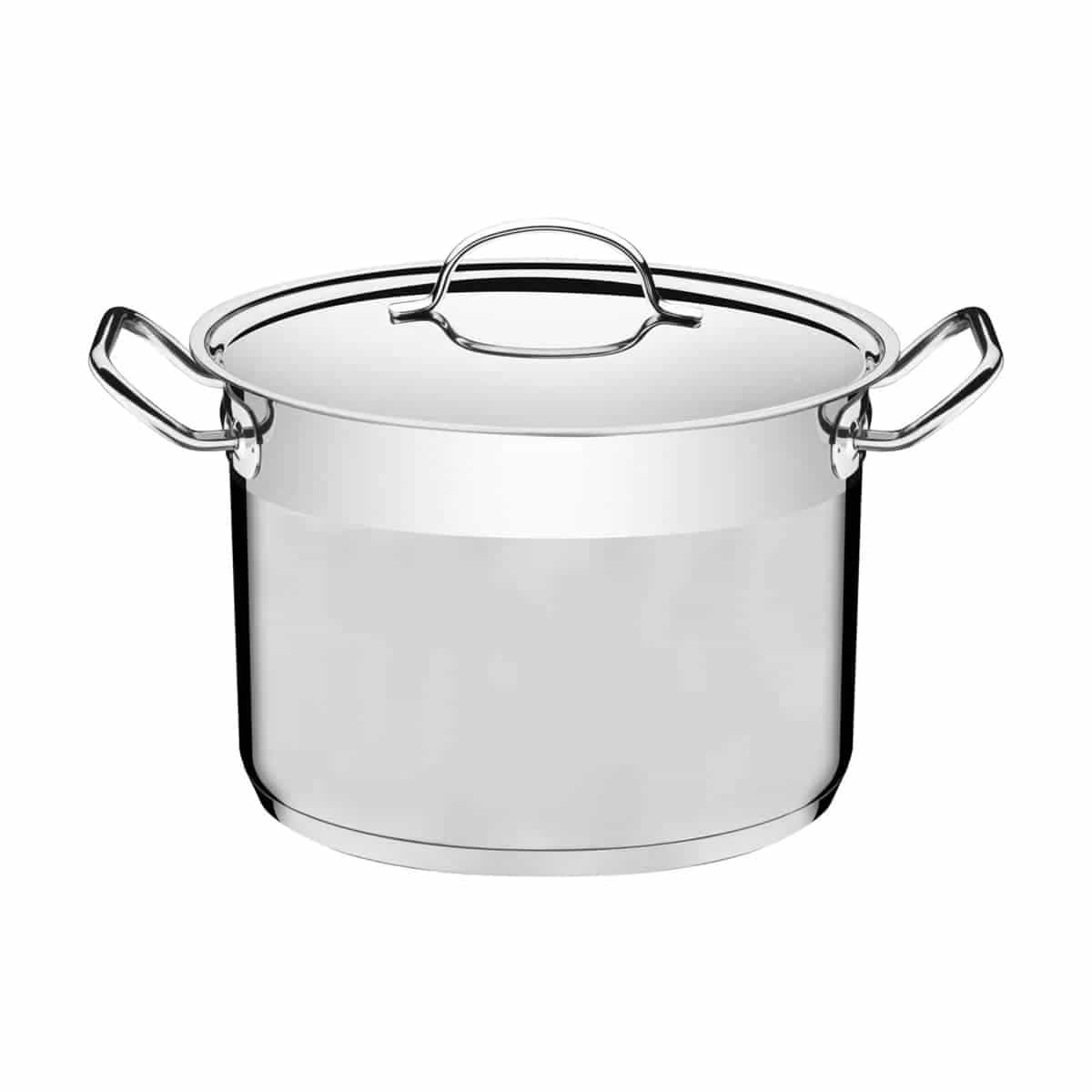 Olla alta con tapa Tramontina Professional de acero inoxidable triple fondo para inducción 28 cm 11.9 L