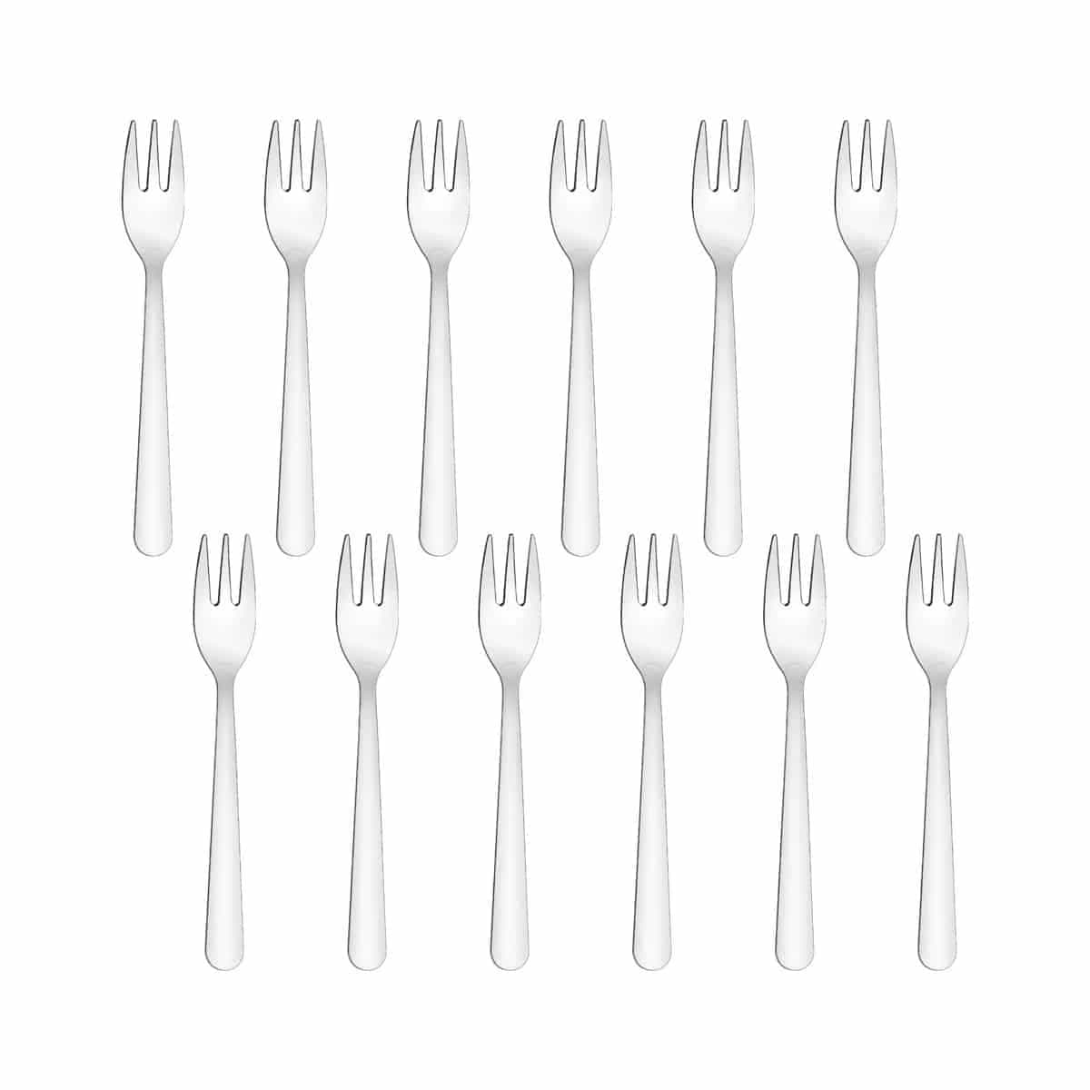 Tenedores para torta Tramontina Malibu de acero inoxidable pack de 12 unidades