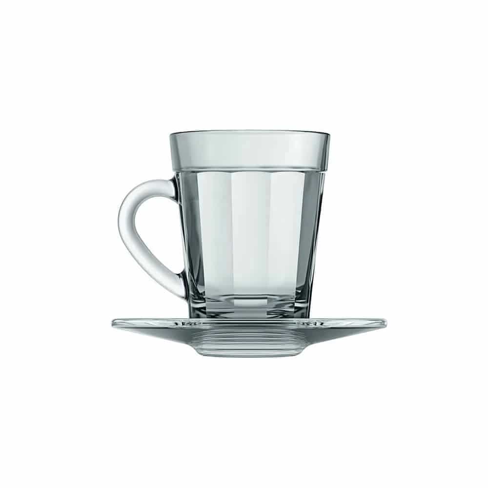 Taza Cafe Vidrio Nadir Con Platillo 90 Ml Americano