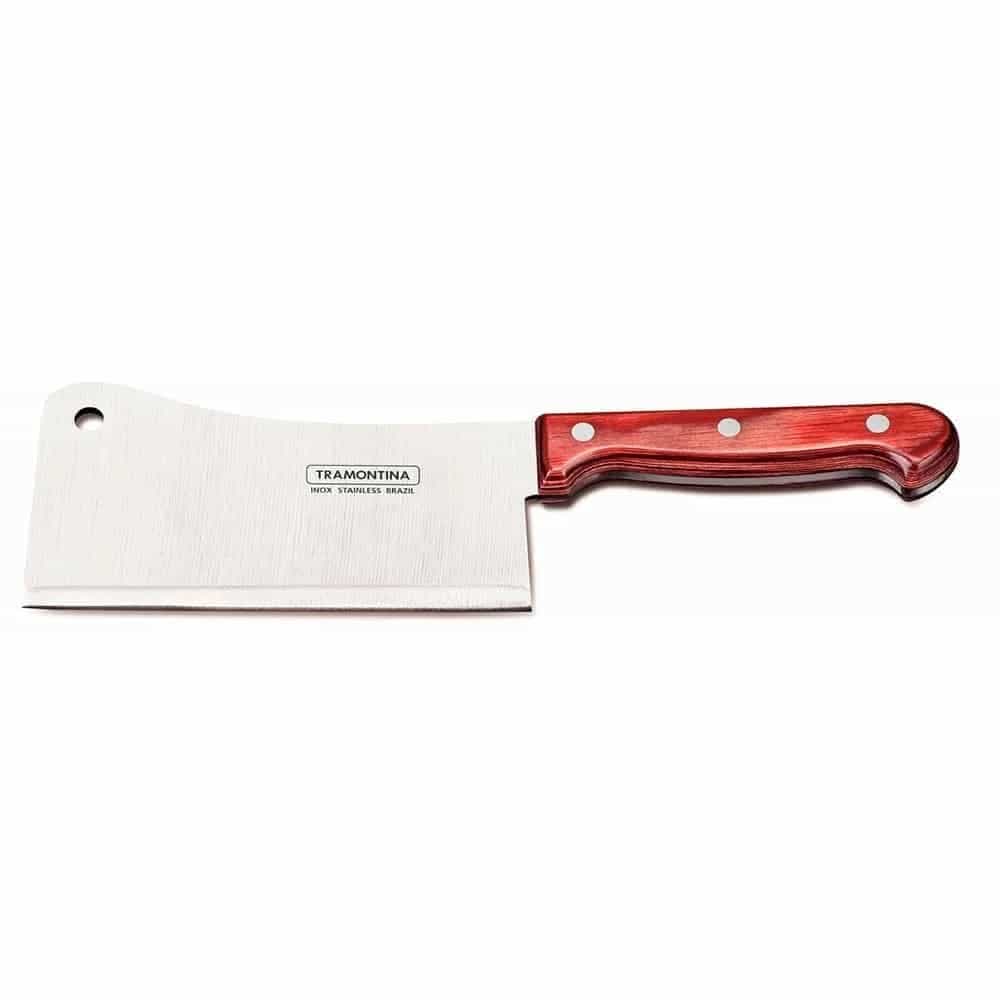 Hachuela de cocina Tramontina Polywood de acero inoxidable 6 pulgadas rojo