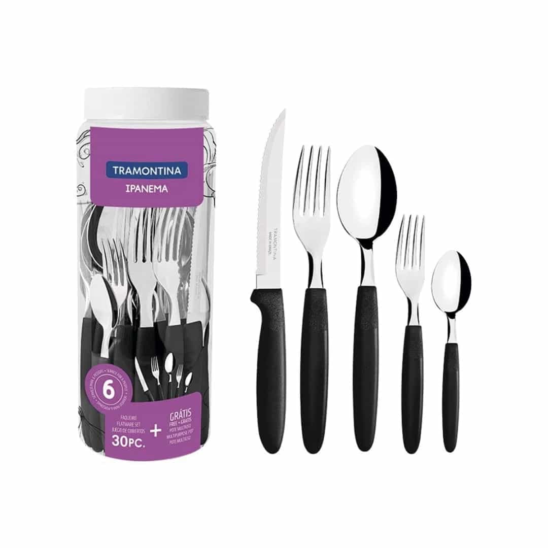 Juego De Cubiertos Tramontina Ipanema 30 Piezas Negro