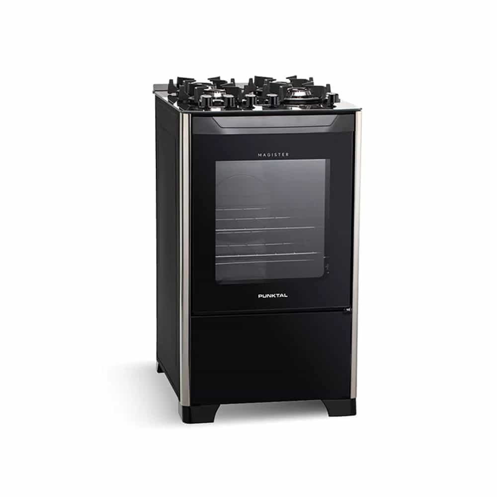 Cocina A Gas Punktal Pk-490g Con Grill Vidrio Color Negro