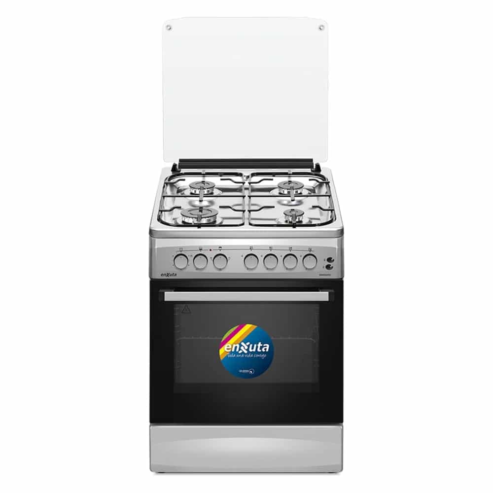 Cocina A Gas Enxuta Cenx5642i Inox Con Grill 4 Hornallas