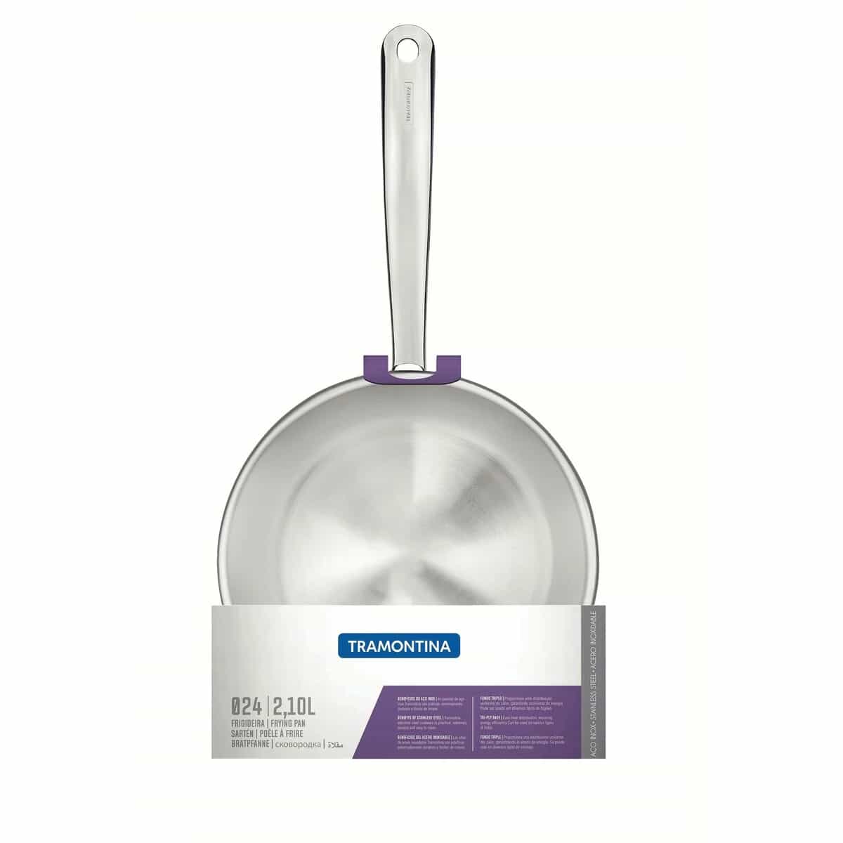 Sarten Tramontina Inducción 24 Cm Triple Fondo Acero Inox