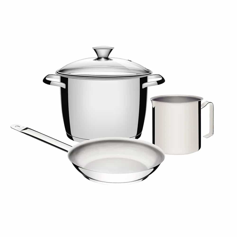 Olla Allegra 7.5 L y sartén Professional de triple fondo con hervidor Tramontina para inducción 3 piezas