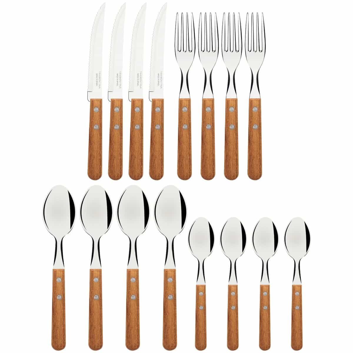 Juego De Cubiertos Tramontina Dynamic Madera 16 Piezas