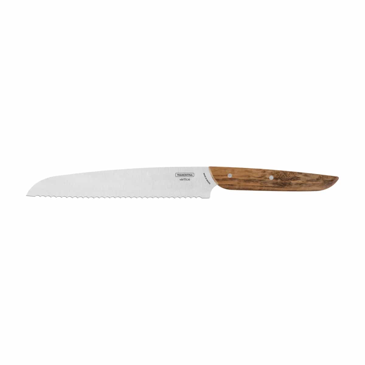 Cuchillo para pan Tramontina Verttice de acero inoxidable 8 pulgadas con mango de madera