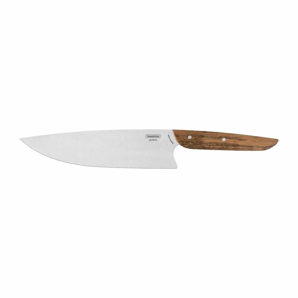 Cuchillo de chef de acero inoxidable con mango de madera Tramontina Verttice 8 pulgadas