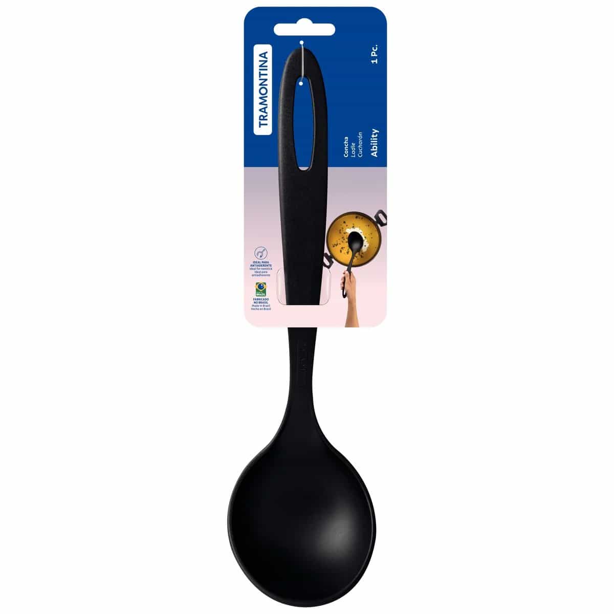 Cucharón Tramontina Ability de nylon 29.6 cm color negro