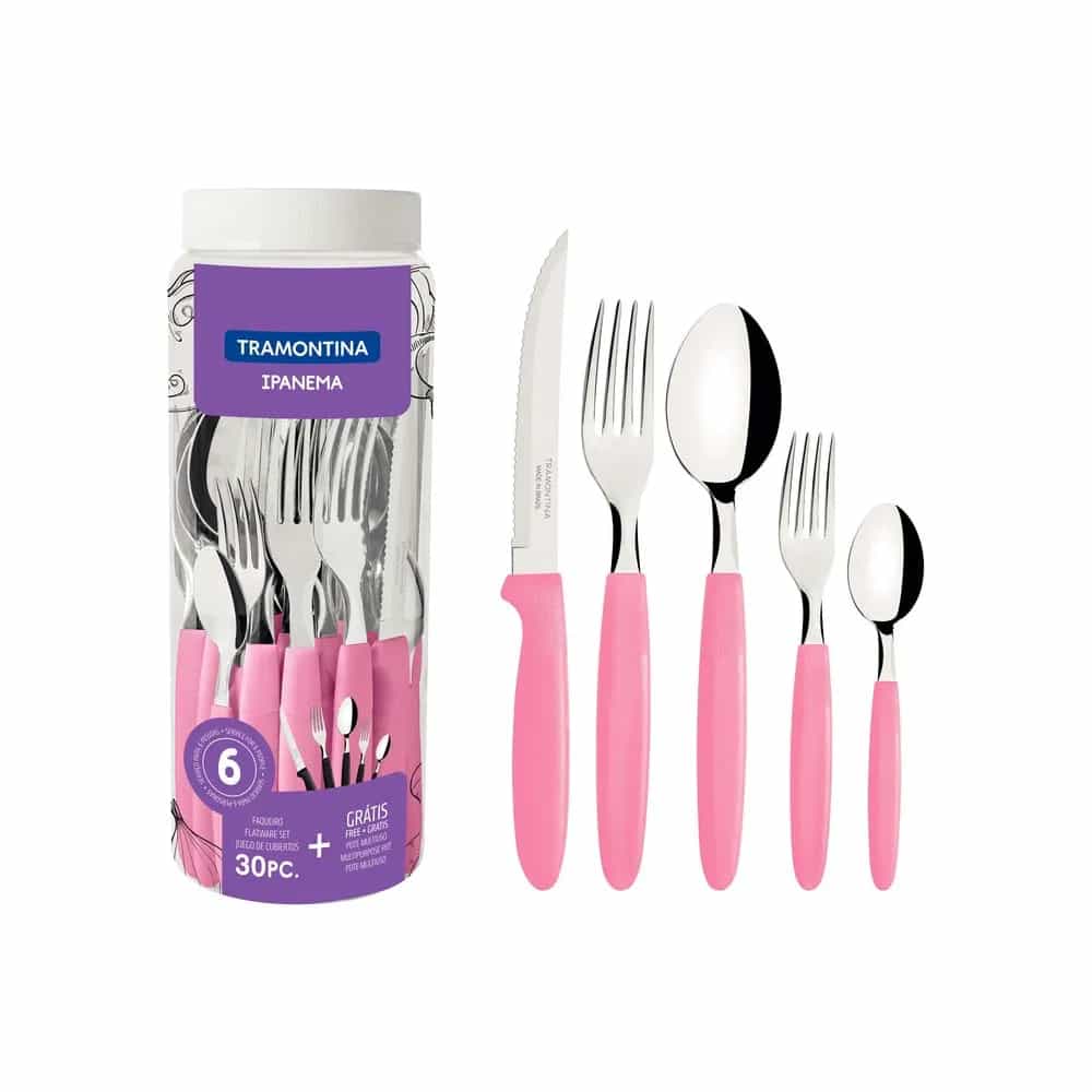 Juego De Cubiertos Tramontina Ipanema 30 Piezas Rosado