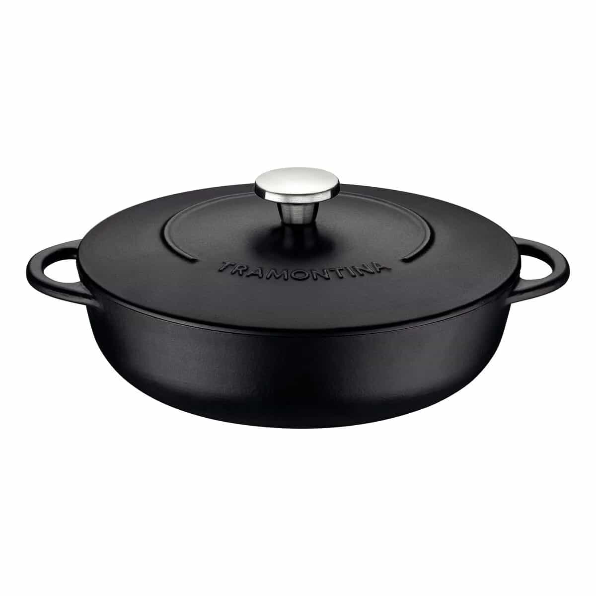 Arrocera de hierro esmaltado con tapa Tramontina Trento inducción 28 cm 4.1 L