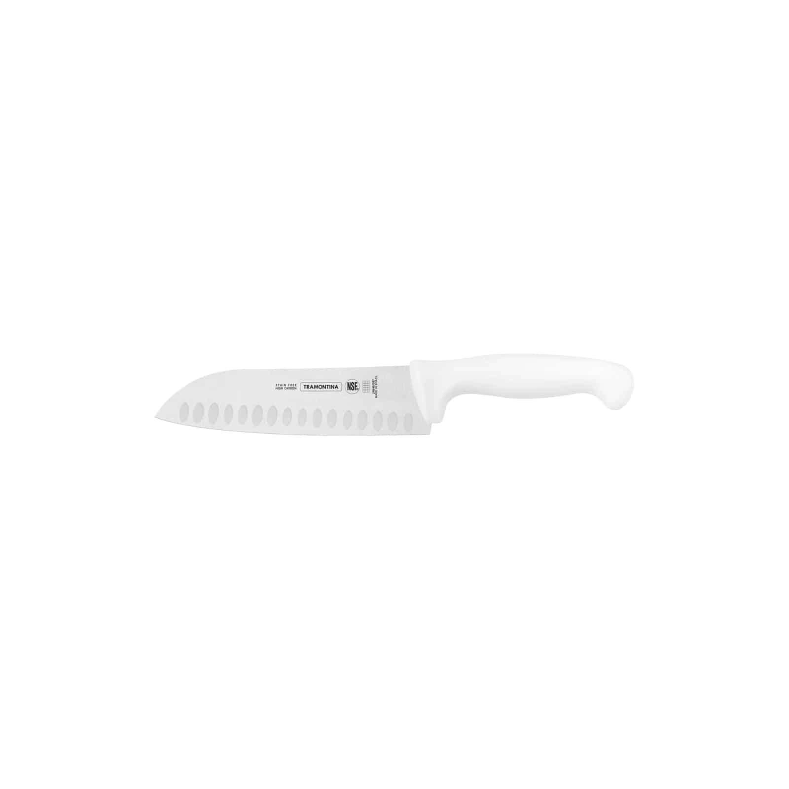 Cuchillo Santoku para picar y rebanar Tramontina Profissional Master de acero inoxidable 7 pulgadas con mango blanco