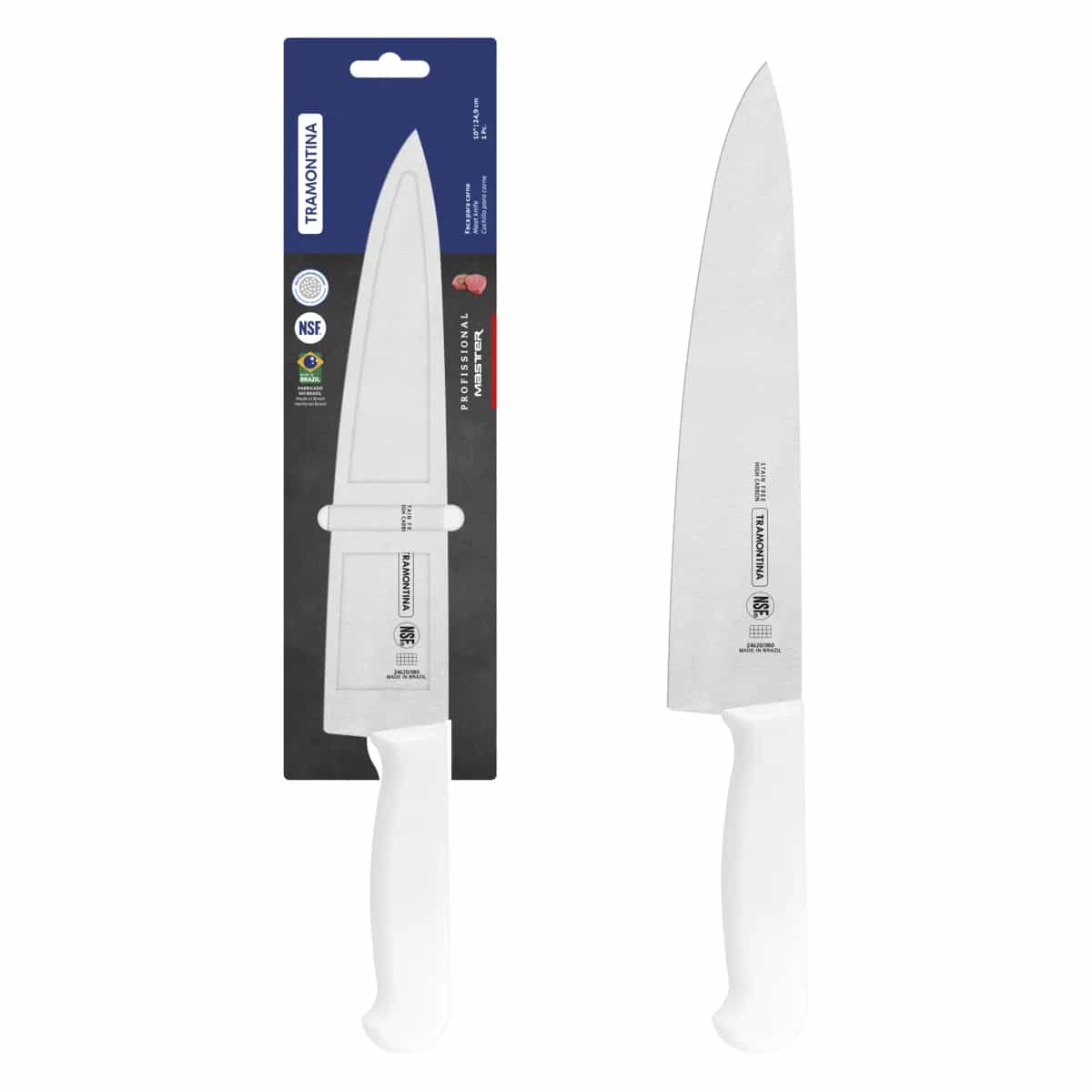 Cuchillo para carne Tramontina Profissional Master de acero inoxidable 10 pulgadas con mango blanco