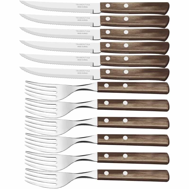 Juego De Cubiertos Tramontina Polywood Asado Madera 12 Pz