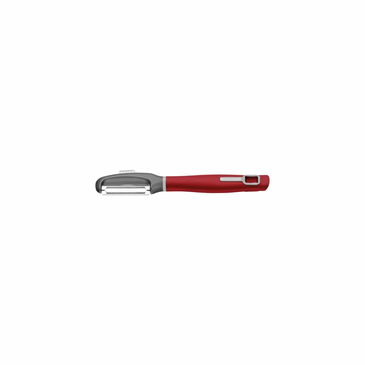 Pelador microdentado de acero inoxidable Tramontina Verano con mango rojo 20.9 cm