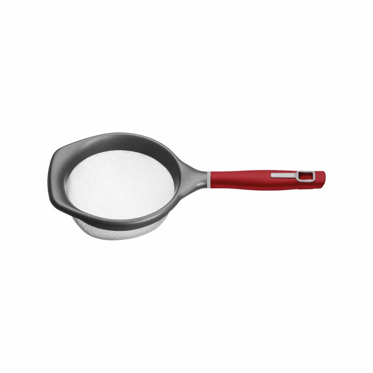 Colador de acero inoxidable Tramontina Verano 13 cm con mango rojo