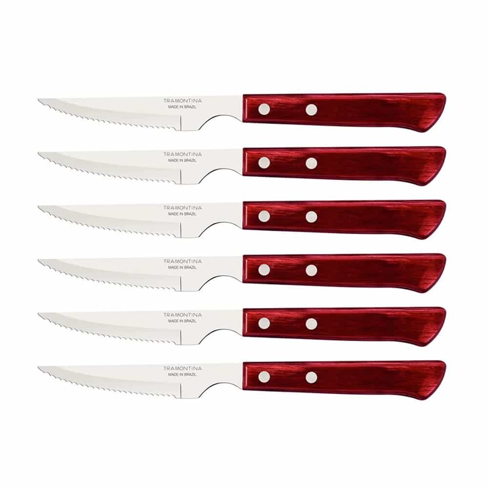 Cuchillo De Asado Tramontina Polywood Acero Inox X6 Unid