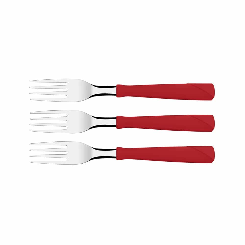 Tenedor De Mesa Tramontina New Kolor X3 Unid Rojo