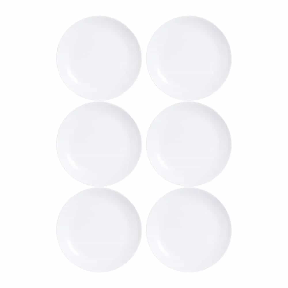 Plato De Postre Vidrio Blanco Luminarc Diwali 19 Cm X6 Unid