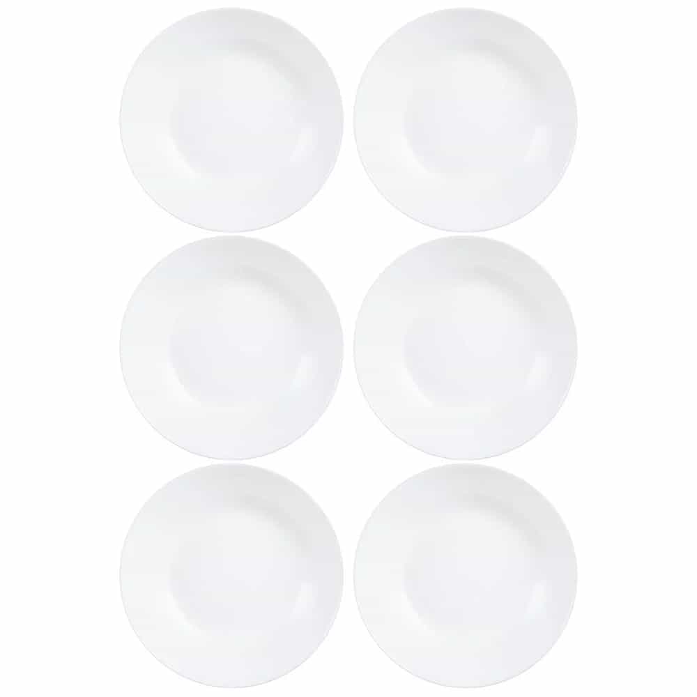 Plato Hondo Vidrio Blanco Luminarc Diwali 20 Cm X6 Unid