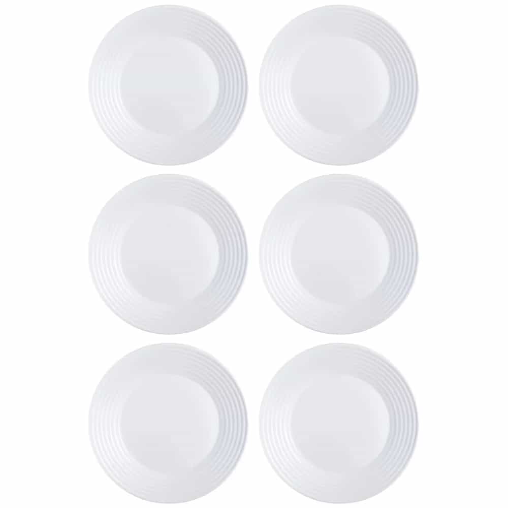 Plato Llano Vidrio Blanco Luminarc Harena 25 Cm X6 Unid