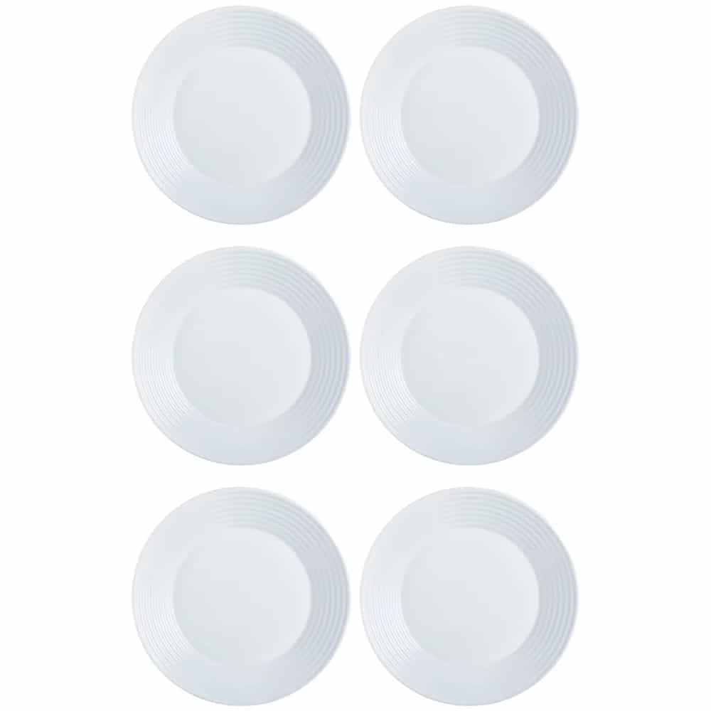 Plato Hondo Vidrio Blanco Luminarc Harena 23.5 Cm X6 Unid
