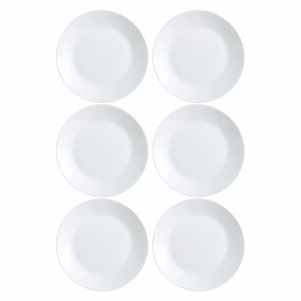 Plato De Postre Vidrio Blanco 18 Cm Luminarc Zelie X6 Unid