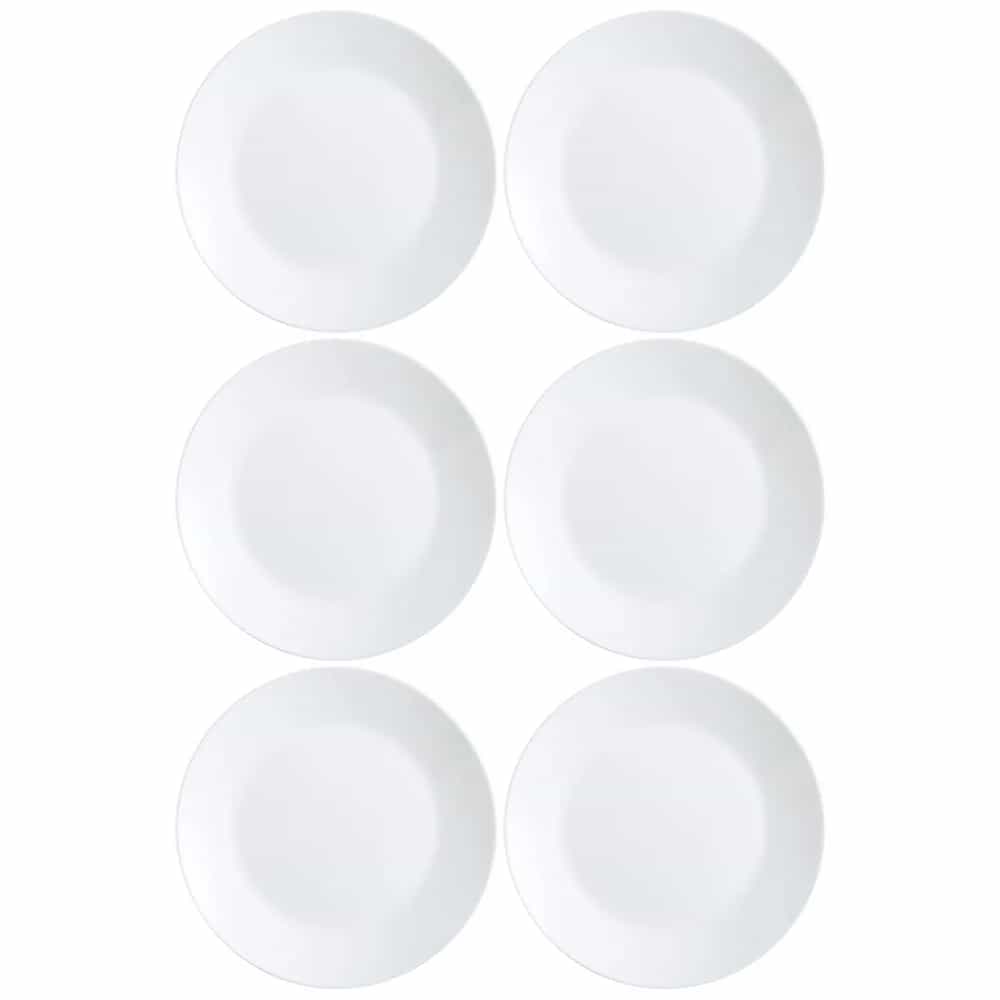 Plato Llano Vidrio Blanco 25 Cm Luminarc Zelie X6 Unid