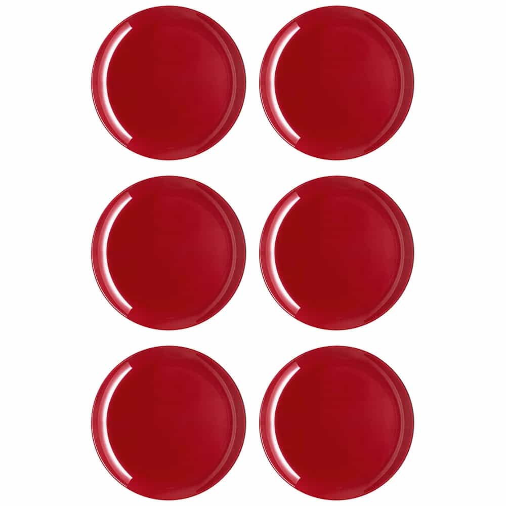 Plato Llano Vidrio 26 Cm Luminarc X6 Unid Arty Bordeaux