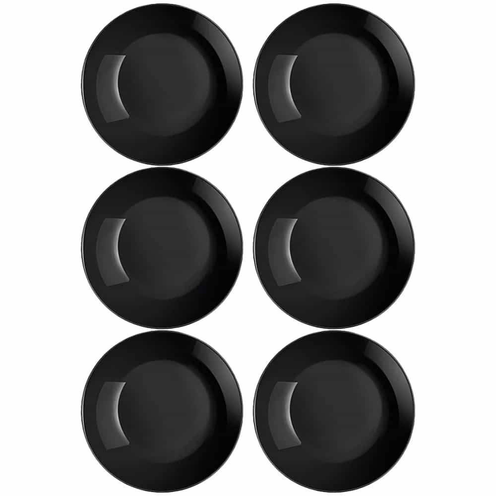 Plato Llano Vidrio 25 Cm Luminarc Negro Diwali X6 Unid