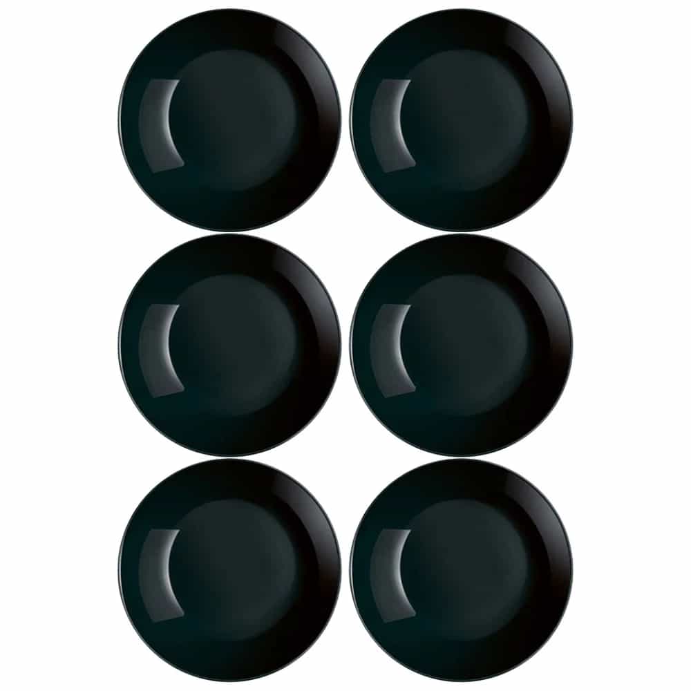 Plato Hondo Vidrio 20 Cm Luminarc Negro Diwali X6 Unid