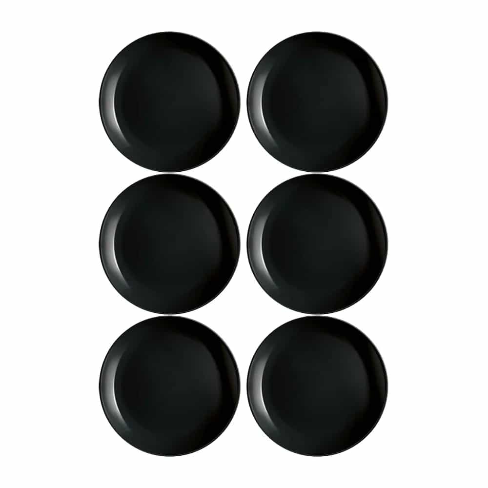 Plato De Postre Vidrio 19 Cm Luminarc Negro Diwali X6 Unid