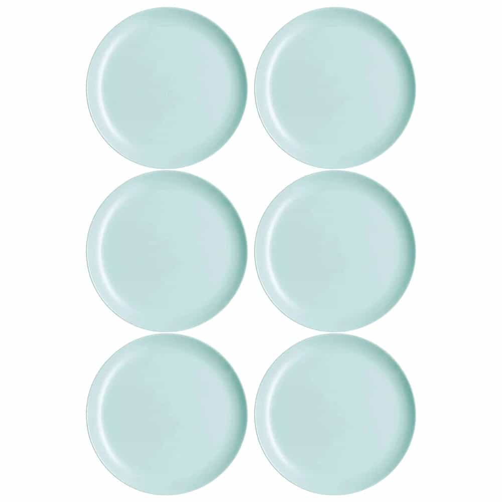 Plato Llano Vidrio 25 Cm Luminarc Diwali X6 Unid Turquesa