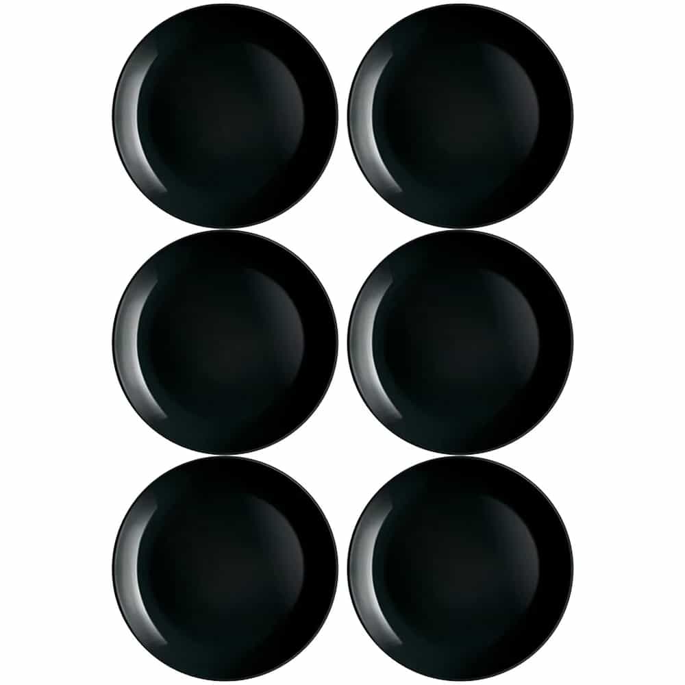 Plato Llano Vidrio Negro 27 Cm Luminarc Diwali X6 Unid