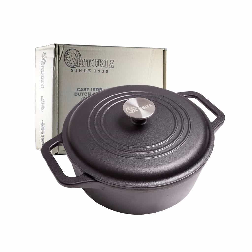 Cacerola De Hierro Curado 24 Cm Con Asas 4 Litros Victoria