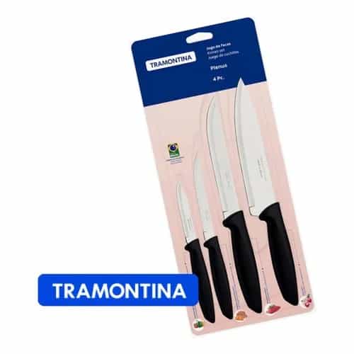 Juego De Cuchillos Tramontina Plenus Para Asado 4 Piezas Negro