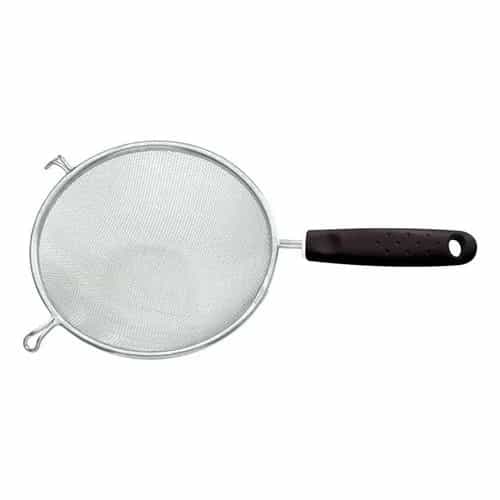 Tamiz de acero inoxidable Tramontina Utilità 17 cm con mango negro