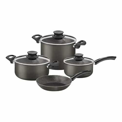 Batería de cocina Tramontina Paris antiadherente negra 7 piezas