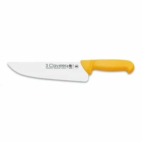 Cuchilla Carnicera 3 Claveles 24 Cm Mango Amarillo