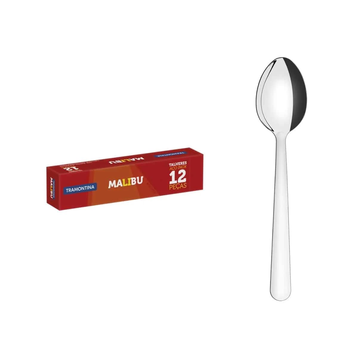 Cucharas de postre Tramontina Malibu de acero inoxidable pack de 12 unidades — imagen 2 de 5