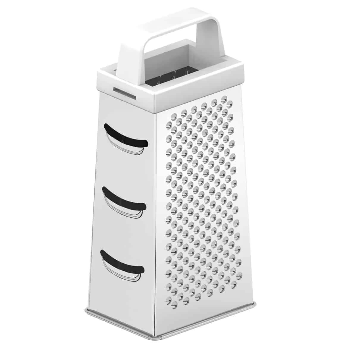 Rallador de 4 caras Tramontina Utilità de acero inoxidable 22.6 cm de alto con asa blanca — imagen 1 de 3