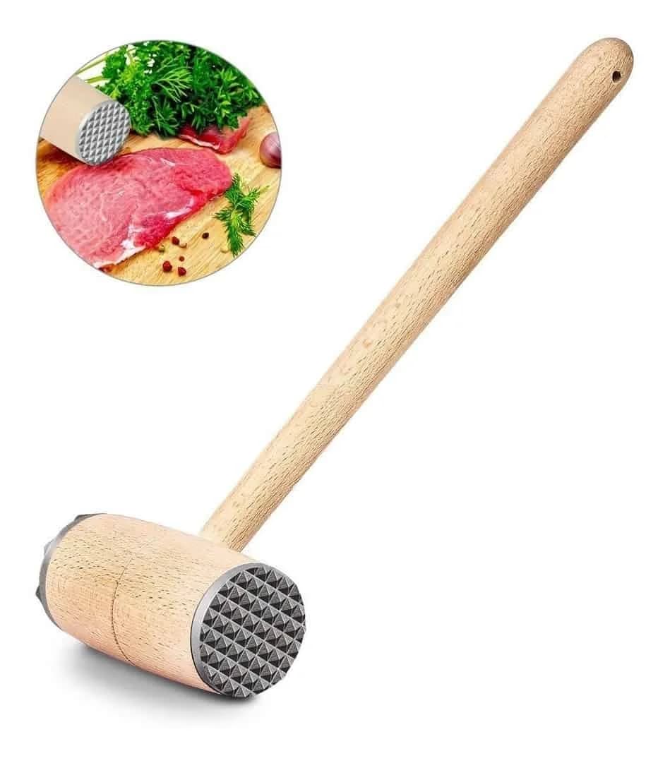 Martillo En Madera Para Tiernizar Carne Caras En Acero Inox — imagen 1 de 4