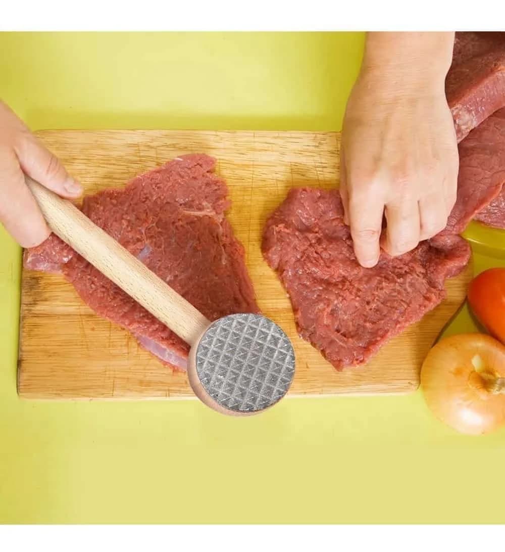 Martillo En Madera Para Tiernizar Carne Caras En Acero Inox — imagen 4 de 4