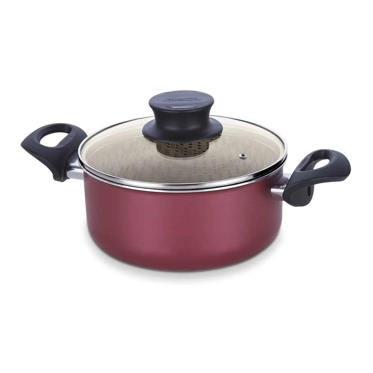 Cacerola con tapa de vidrio Tramontina Paris antiadherente 24 cm 4.9 L rojo — imagen 1 de 3