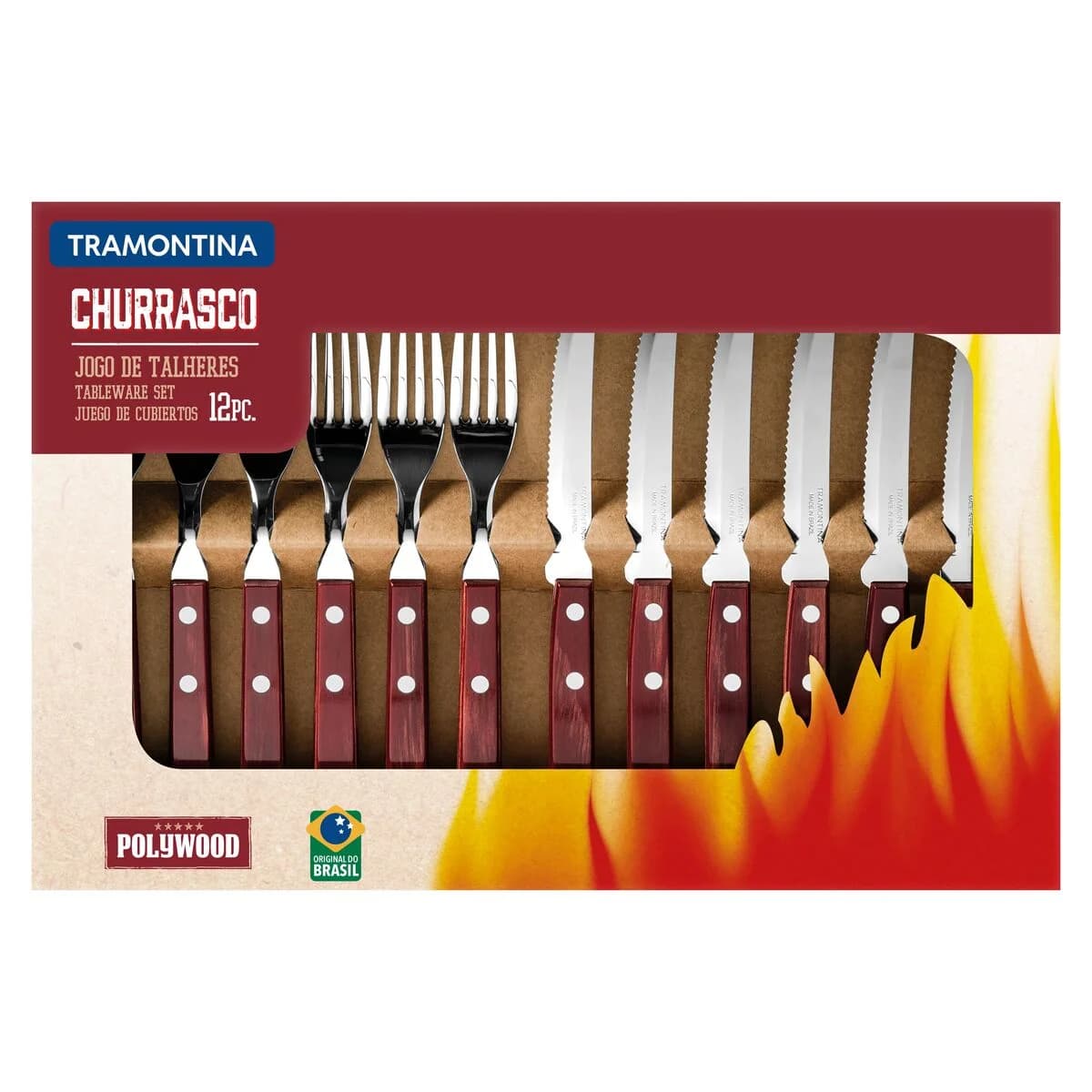 Cubiertos Tramontina 12 Piezas Polywood — imagen 2 de 4