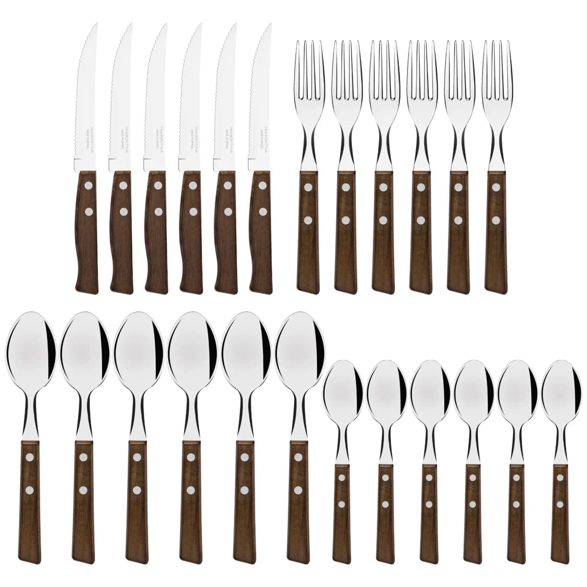 Juego de cubiertos Tramontina Tradicional con mango de madera 24 piezas — imagen 2 de 4